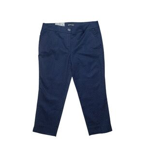 Hilary Radley Navy And White Dotted Capri Pants